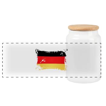 Flagge Deutschland / German Flag - Panorama Keksdose mit Holzdeckel - Weiß - Vorne