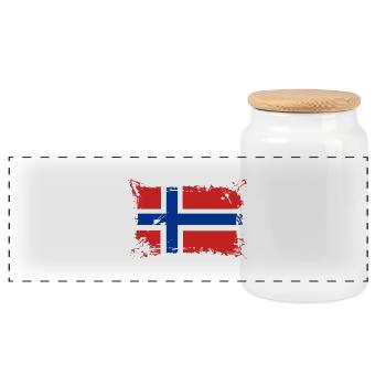 Flagge Norwegen / Norway - Panorama Keksdose mit Holzdeckel - Weiß - Vorne