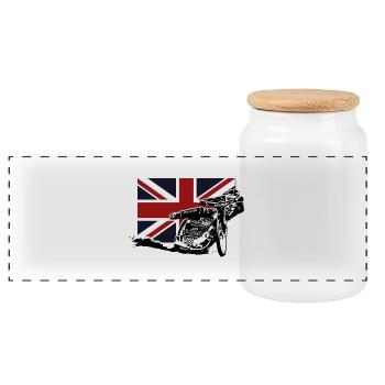 Speedway - Union Jack - Panorama Keksdose mit Holzdeckel - Weiß - Vorne