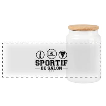 SPORTIF DE SALON - Panoramic Cookie Jar with Wooden Lid - white - Front