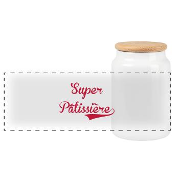 Pâtissier / Pâtisserie / Cuisine / Chef / Gâteau - Panoramic Cookie Jar with Wooden Lid - white - Front