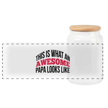 Papa - Panorama Keksdose mit Holzdeckel - Weiß - Vorne