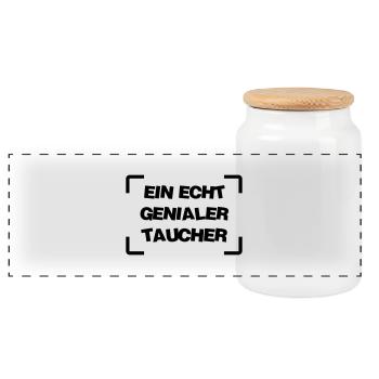 Taucher / Taucherin / Schwimmer / Schwimmen - Panorama Keksdose mit Holzdeckel - Weiß - Vorne