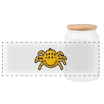 Smiley Spider - Panorama Keksdose mit Holzdeckel - Weiß - Vorne