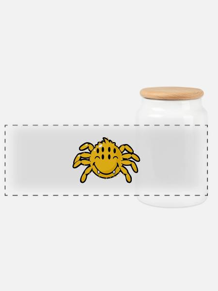 Smiley Spider - Panorama Keksdose mit Holzdeckel - Weiß