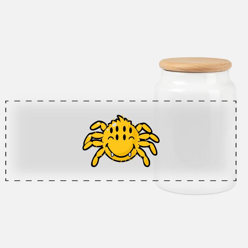 Smiley Spider - Panorama Keksdose mit Holzdeckel - Weiß