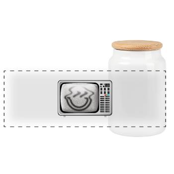 Smiley TV - Boîte à biscuits avec couvercle en bois - blanc - Devant