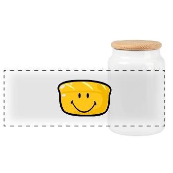 Smiley Bread - Panoramic Cookie Jar with Wooden Lid - white - Front