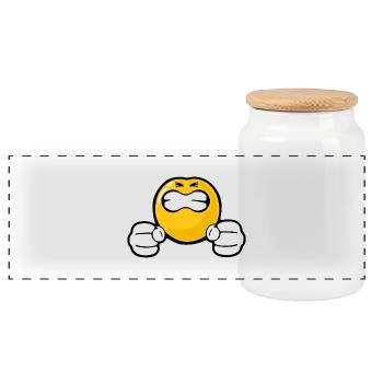 Smiley Anger Incensed - Panoramic Cookie Jar with Wooden Lid - white - Front