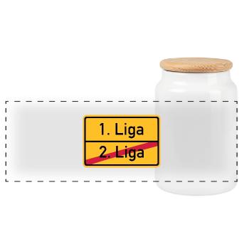 1. Liga - Panorama Keksdose mit Holzdeckel - Weiß - Vorne