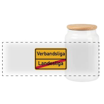 Verbandsliga - Panorama Keksdose mit Holzdeckel - Weiß - Vorne