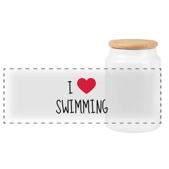 Schwimmen / Schwimmer / Diving / Scuba Diving - Panorama Keksdose mit Holzdeckel - Weiß - Vorne