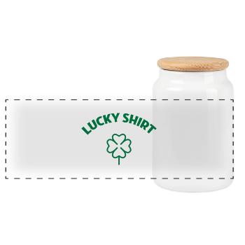 Chance / Chanceux / Luck / Lucky - Boîte à biscuits avec couvercle en bois - blanc - Devant