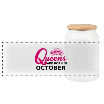 queens are born in october - Boîte à biscuits avec couvercle en bois - blanc - Devant