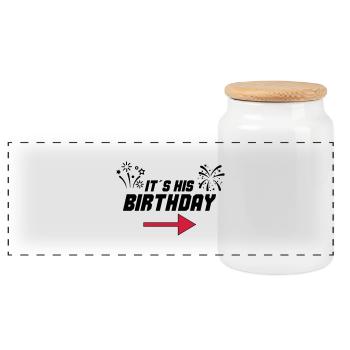 its_his_birthday_002 - Panorama Keksdose mit Holzdeckel - Weiß - Vorne
