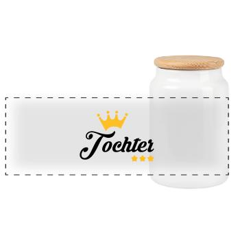 Sohn / Tochter / Familie / Mädchen - Panorama Keksdose mit Holzdeckel - Weiß - Vorne