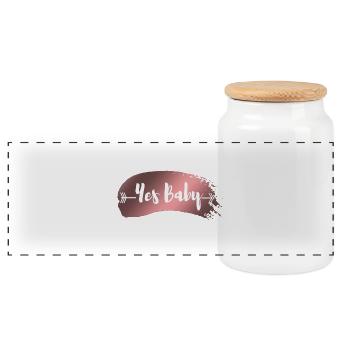 yes_baby_1 - Panoramic Cookie Jar with Wooden Lid - white - Front