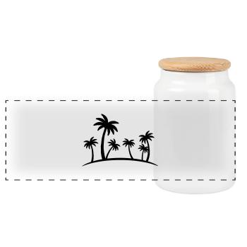 beach palm - Panorama Keksdose mit Holzdeckel - Weiß - Vorne