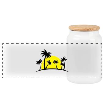 island palm sun - Panorama Keksdose mit Holzdeckel - Weiß - Vorne