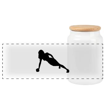 fitness frau silhouette - Panorama Keksdose mit Holzdeckel - Weiß - Vorne