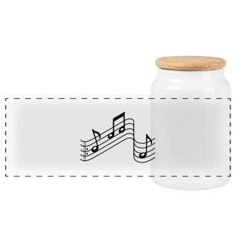 music - Panoramic Cookie Jar with Wooden Lid - white - Front