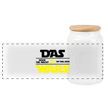 das_wars_02 - Panorama Keksdose mit Holzdeckel - Weiß - Vorne