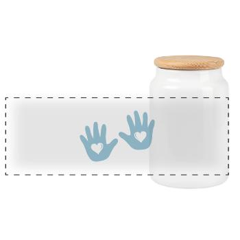 baby_haende_001 - Panorama Keksdose mit Holzdeckel - Weiß - Vorne