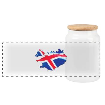 Iceland flag in the Iceland map - Panoramic Cookie Jar with Wooden Lid - white - Front