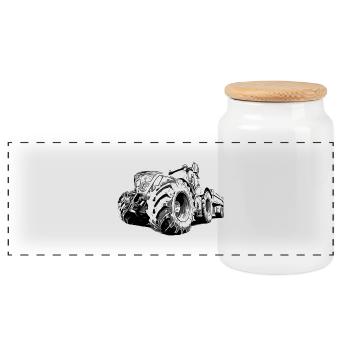 Tracteur - Boîte à biscuits avec couvercle en bois - blanc - Devant