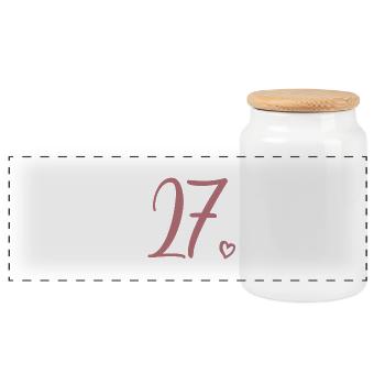 Mignon numéro 27, 27 ans, cadeau de 27e anniversaire - Boîte à biscuits avec couvercle en bois - blanc - Devant