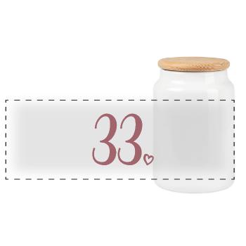Süße Nummer 33, 33 Jahre alt, Geschenk zum 33. Geburtstag - Panorama Keksdose mit Holzdeckel - Weiß - Vorne