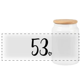 Cute Number 53, 53 Years Old, 53rd Birthday Gift - Panoramic Cookie Jar with Wooden Lid - white - Front