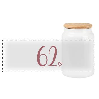 Süße Nummer 62, 62 Jahre alt, 62. Geburtstag Geschenk - Panorama Keksdose mit Holzdeckel - Weiß - Vorne