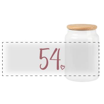 Cute Number 54, 54 Years Old, 54th Birthday Gift - Panoramic Cookie Jar with Wooden Lid - white - Front