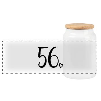 Cute Number 56, 56 Years Old, 56th Birthday Gift - Panoramic Cookie Jar with Wooden Lid - white - Front