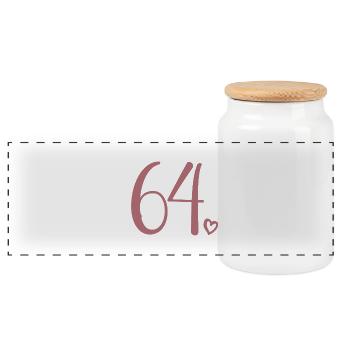 Cute Number 64, 64 Years Old, 64th Birthday Gift - Panoramic Cookie Jar with Wooden Lid - white - Front