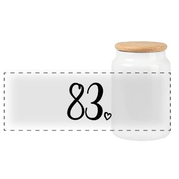 Cute Number 83, 83 Years Old, 83rd Birthday Gift - Panoramic Cookie Jar with Wooden Lid - white - Front