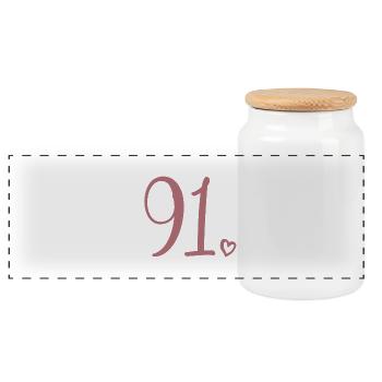 Cute Number 91, 91 Years Old, 91st Birthday Gift - Panoramic Cookie Jar with Wooden Lid - white - Front