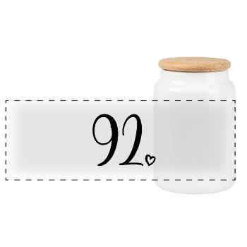 Cute Number 92, 92 Years Old, 92nd Birthday Gift - Panoramic Cookie Jar with Wooden Lid - white - Front