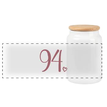 Cute Number 94, 94 Years Old, 94th Birthday Gift - Panoramic Cookie Jar with Wooden Lid - white - Front