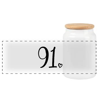 Cute Number 91, 91 Years Old, 91st Birthday Gift - Panoramic Cookie Jar with Wooden Lid - white - Front