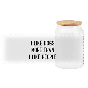 I like dogs more than people - Panoramic Cookie Jar with Wooden Lid - white - Front