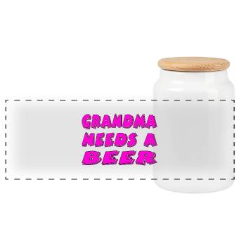 Bier - Panorama Keksdose mit Holzdeckel - Weiß - Vorne