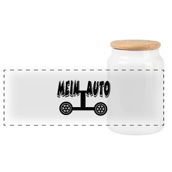Auto - Panorama Keksdose mit Holzdeckel - Weiß - Vorne