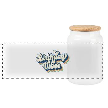Birthday Vibes Matching Gruppe Geburtstagsparty Geschenk - Panorama Keksdose mit Holzdeckel - Weiß - Vorne