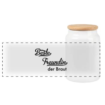 Beste Freundin der Braut - Panorama Keksdose mit Holzdeckel - Weiß - Vorne