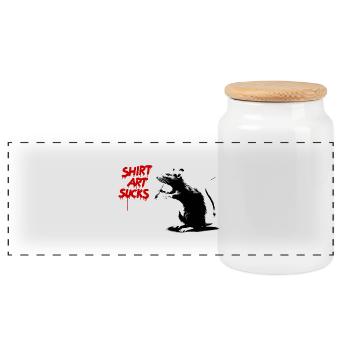 CHEMISE ART SUCE Rats Street Art - Boîte à biscuits avec couvercle en bois - blanc - Devant