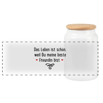 Beste Freundin - Panorama Keksdose mit Holzdeckel - Weiß - Vorne