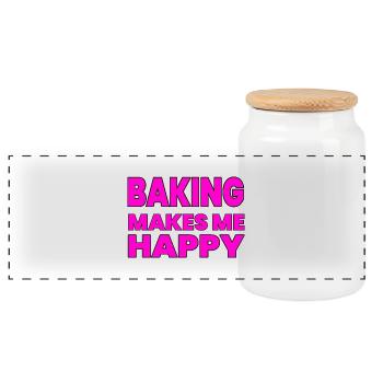 Bake - Panoramic Cookie Jar with Wooden Lid - white - Front