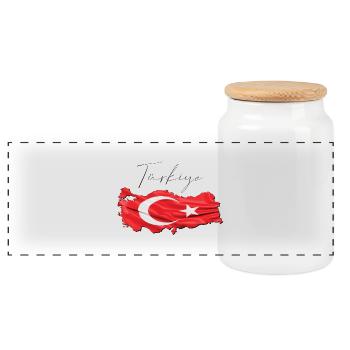 Turquie Türkiye drapeau en Türkiye Carte TR - Boîte à biscuits avec couvercle en bois - blanc - Devant